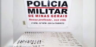 Itabirito: 190 pedras de crack, 55 pinos de cocaína e 37 buchas de maconha são apreendidos no PA