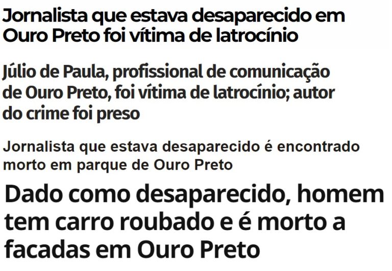 Ouro Preto: Dono do jornal "O Inconfidente" é assassinado ...