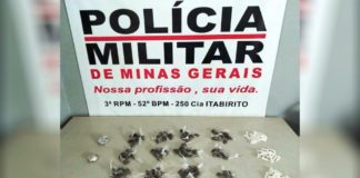Itabirito: Jovem de 20 anos é preso no PA com 117 buchas de maconha e 56 pinos de cocaína