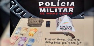 Jovem com drogas, R$ 1.095 e armado com garrucha é preso no Padre Adelmo, em Itabirito
