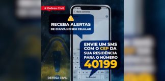 Defesa Civil disponibiliza via SMS informações relacionadas às chuvas em Itabirito