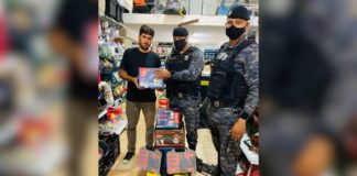 Itabirito: jovem dá golpe em loja, mas é preso pela GM; R$ 4 mil em mercadorias recuperadas