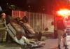 Carro perde freio e capota em Conselheiro Lafaiete