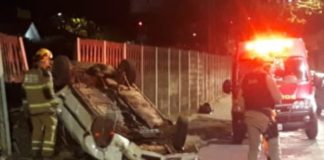 Carro perde freio e capota em Conselheiro Lafaiete