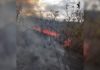 Itabirito: incêndio criminoso destrói 5 hectares de mata perto da quadra de tênis Segundo morador local, os autores do incêndio foram vistos e reconhecidos. Foto - Brigada Municipal