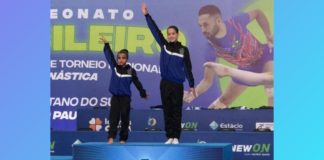 16 jovens atletas de Itabirito dão show em Torneio Nacional de Ginástica Acrobática em SP; saiba nomes Lívia e Enzo - 1º lugar nas duplas mistas (iniciante 2). Foto - Prefeitura de Itabirito