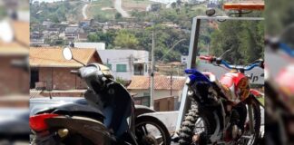 Itabirito: PM apreende 10 motos usadas em direção perigosa Algumas das motos apreendidas em Itabirito. Foto - PMMG