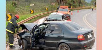 Itabirito, BR-356: óleo na pista provoca acidente na Serra da Santa Pista molhada, com óleo, na Serra da Santa: todo cuidado é pouco na BR-356. Foto - Brigada Municipal