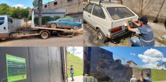 Itabirito: Prefeitura intensifica ações parar recolher veículos abandonados em vias públicas Notificação e apreensão em Itabirito. Fotos - Prefeitura de Itabirito. Arte - Radar Geral