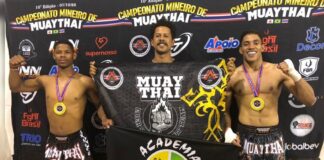 Atletas de Itabirito conquistam ouro Campeonato Mineiro de Muay Thai Igor Azevedo (esq.) e Pedro Quirino (dir.) orgulharam a comunidade esportiva de Itabirito. Foto - Reprodução