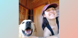 Experiências em Itabirito de bem-estar animal viram documentário que estreia no Rio de Janeiro "É tão lindo. Não precisa mudar": Marley e Tatiana. Foto - Arquivo familiar