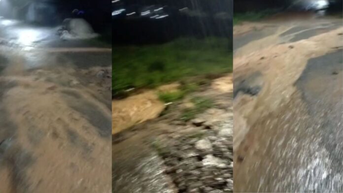 Sequência de 3 imagens retiradas de vídeos: buracos incomodam e ameaçam moradores. Foto - Reprodução