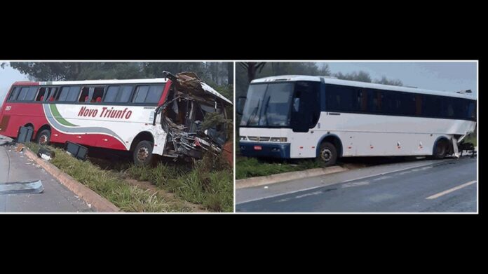 Acidente no Norte de Minas entre dois ônibus. Foto - CBMMG