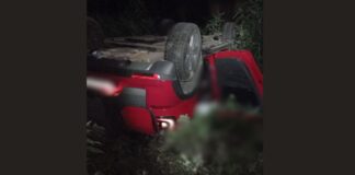 Itabirito, BR-356: motorista de Ouro Preto morre após carro sair da pista e despencar 20 metros Ao cair em queda livre, o carro ficou com as rodas para cima. Foto - Radar Geral