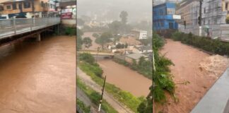 Chuva em Itabirito: Rio sobe 1,80 m; Santa Efigênia sofre com alagamentos; VEJA VÍDEO Diante da situação provocada pelas chuvas, o medo paira sobre Itabirito. Nas imagens, Rio Itabirito em 2 ângulos diferentes e o Córrego da Carioca. Fotos - Reproduções