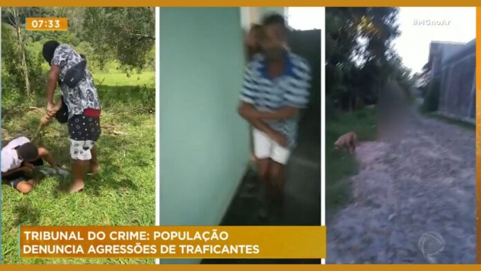 Imagens obtidas pela Record mostra a violência praticada por traficantes em Cachoeira do Campo, Ouro Preto. Foto - Reprodução