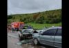 Leste de MG: acidente na BR-116 deixa um morto e cinco feridos Um Palio e um Uno se envolveram no acidente no Leste de MG. Foto - CBMMG