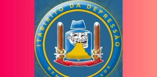 Com mais de 12 mil seguidores, “Itabirito da Depressão” é a bola da vez nas polêmicas da cidade Logo do "Itabirito da Depressão" é uma brincadeira com a bandeira de Itabirito. Foto - Reprodução