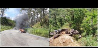 1 morre e 2 ficam feridos em acidente entre caminhão e caminhonete na BR-381; veja fotos 1 morre e 2 ficam feridos em acidente entre caminhão e caminhonete na BR-381; veja fotos