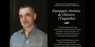 Itabirito: Taquinho será velado nesta sexta (10/2) Itabirito: Taquinho será velado nesta sexta (10/2)