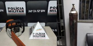 PM encontra motossera e cilindro de oxigênio furtados de empresa de Ouro Preto PM encontra motossera e cilindro de oxigênio furtados de empresa de Ouro Preto