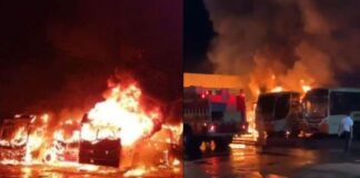 Mariana: incêndio destrói 5 ônibus na garagem da Transcotta durante madrugada Mariana: incêndio destrói 5 ônibus na garagem da Transcotta durante madrugada