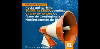 Alerta para transbordamentos futuros do Rio Itabirito: testes de sirenes nesta quinta-feira Alerta para transbordamentos futuros do Rio Itabirito: testes de sirenes nesta quinta-feira