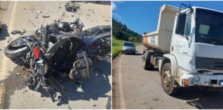 BR-356: moto e caminhão da Prefeitura de Itabirito se envolvem em acidente Moto bate em caminhão da Prefeitura de Itabirito