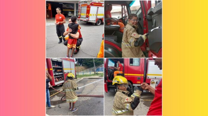 Bombeiros preparam surpresa para garoto que convive com doença autoimune