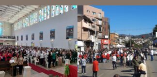 Fiéis católicos se reúnem em procissão e celebração de Corpus Christi em Itabirito; veja fotos Missa e procissão de Corpus Christi. Foto - divulgação.