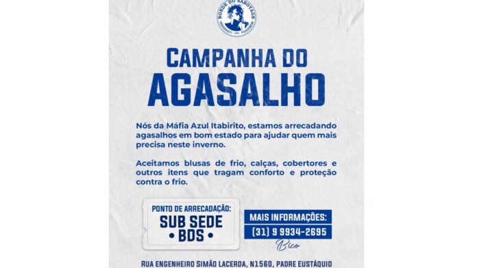 Máfia Azul Itabirito faz campanha do agasalho; ajude doando