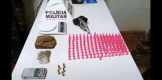 Bairro Santa Rita, Itabirito: PM apreende revólver, 162 pinos de cocaína e prende suspeito de tráfico Bairro Santa Rita, Itabirito: PM apreende revólver, 162 pinos de cocaína e prende suspeito de tráfico