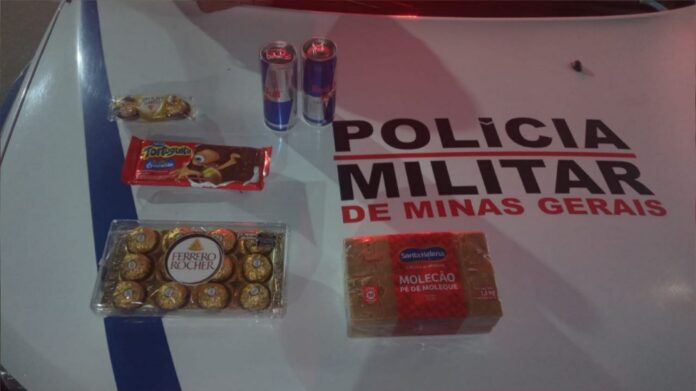 Itabirito: homem furta Ferrero Rocher, Red Bull e outros produtos no Farid e acaba preso pela PM