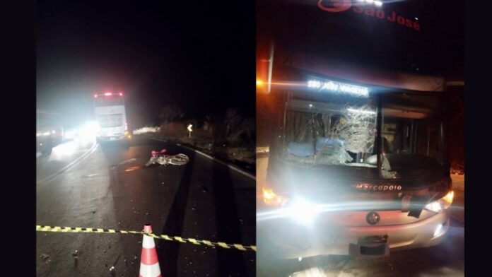 Itabirito, Serra da Santa: motociclista morre após acidente com ônibus na BR-356