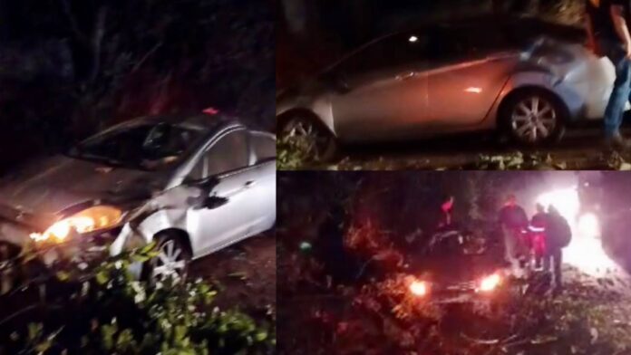 Itabirito: carro bate em árvore na BR-356, veja vídeos
