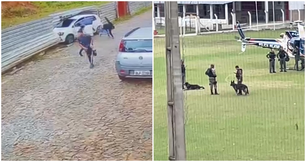 Cachoeira do Campo: suspeitos batem carro, quase atropelam pessoa e fogem a pé da PM; VEJA VÍDEO