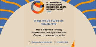 I Conferência Internacional de Regência Coral começa hoje; 50 anos do Canarinhos de Itabirito I Conferência Internacional de Regência Coral. Imagem - reprodução.