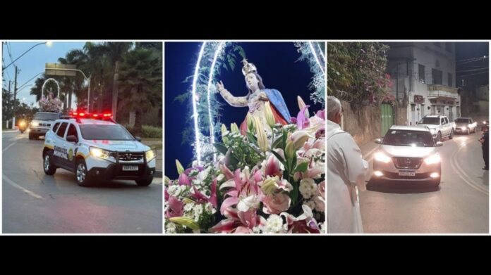 Itabirito: centenas de carros na procissão motorizada em homenagem à Nossa Senhora da Boa Viagem