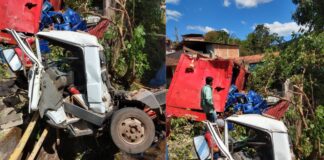Caminhão carregado com bebida cai em córrego de Padre Viegas, em Mariana; veja fotos e vídeos Caminhão carregado com bebida cai em córrego de Padre Viegas, em Mariana