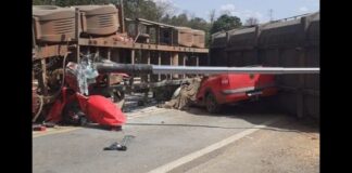 Caminhonete bate em semirreboque tombado na BR-050 e mata motorista de 24 anos Caminhonete bate em semirreboque tombado na BR-050 e mata motorista de 24 anos