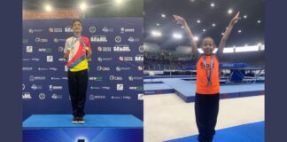 Atletas de Itabirito conquistam título de campeões no Torneio de Ginástica de Trampolim em Aracaju Enzo Baeta e Ana Júlia Machado foram os destques na competição de trampolim. Foto - divulgação.