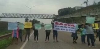 Grande BH: manifestação por falta de água gera engarrafamento na BR-040