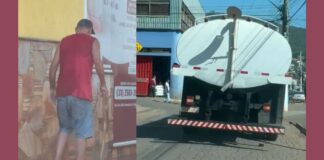 Caminhão-pipa deixa idoso molhado no Centro de Itabirito e gera revolta nas redes sociais Caminhão-pipa deixa idoso ensopado no Centro de Itabirito e gera revolta nas redes sociais