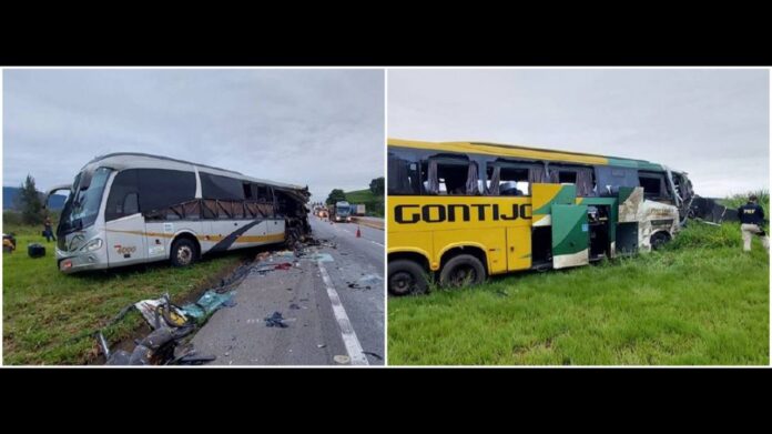 BR-381: choque entre ônibus mata 1 e deixa vários feridos