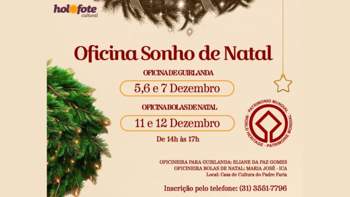 Sonho de Natal: Casa de Cultura do Padre Faria oferece vagas em oficinas gratuitas de Natal. Imagem - reprodução.