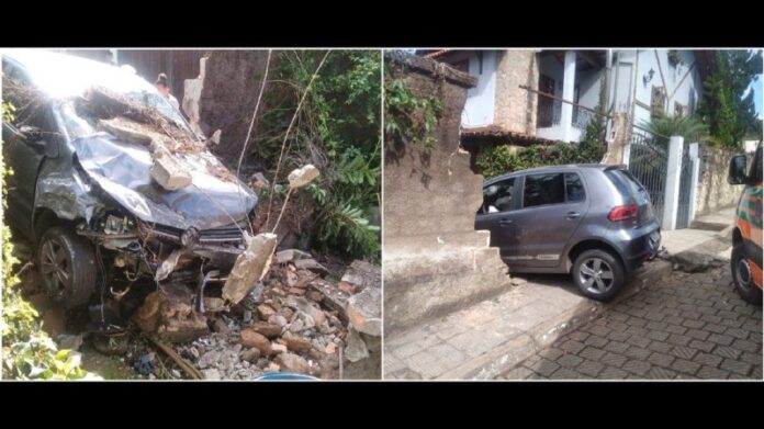 Itabirito: idosa perde controle de carro e arrebenta muro de uma casa no Santa Tereza