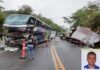 Motorista morre e 8 pessoas ficam feridas em choque entre ônibus e carreta na BR-116; veja fotos Motorista morre e 8 pessoas ficam feridas em choque entre ônibus e carreta na BR-116; veja fotos