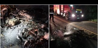 Motociclista morre carbonizado e outro tem 30% do corpo queimado após choque entre motos, em MG Motociclista morre carbonizado e outro tem 30% do corpo queimado após choque entre motos, em MG