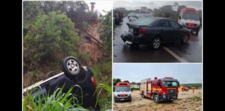 Carro cai em ribanceira de 25 m depois de atropelar motorista que, após batida, tentava sinalizar a BR-251 Carro cai em ribanceira de 25 m depois de atropelar motorista que, após batida, tentava sinalizar a BR-251