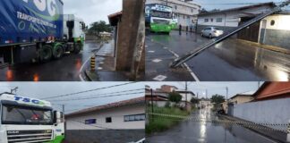 Itabirito: carreta de empresa do Sul do país puxa fios e derruba poste no Matozinhos Itabirito: carreta de empresa do Sul do país puxa fios e derruba poste no Matozinhos